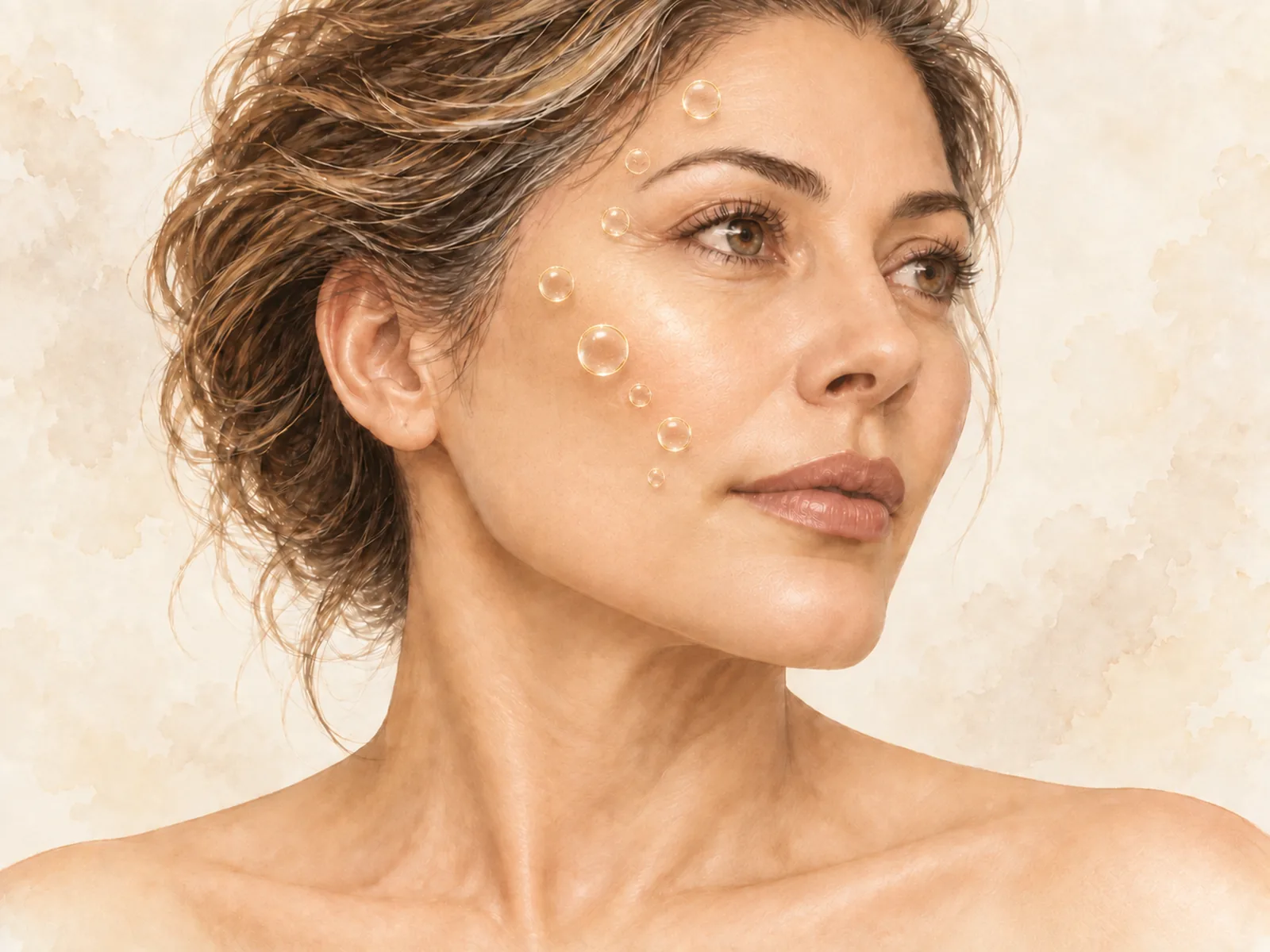 Ilustración en acuarela de la zona tratada con oxigeneo Skinquality